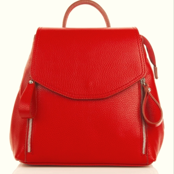 Silvano Bags Nwt Fun Size Backpack Italian Leather Red